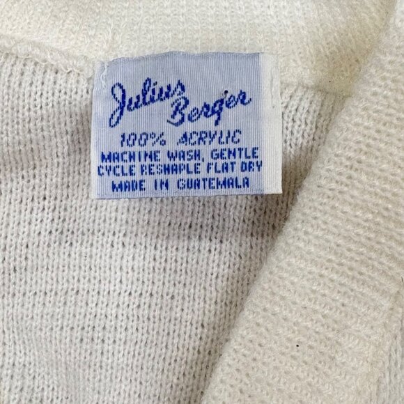 Vintage Julius Berger White Acrylic Baby Cardigan Sweater With Button Closure - Picture 6 of 7